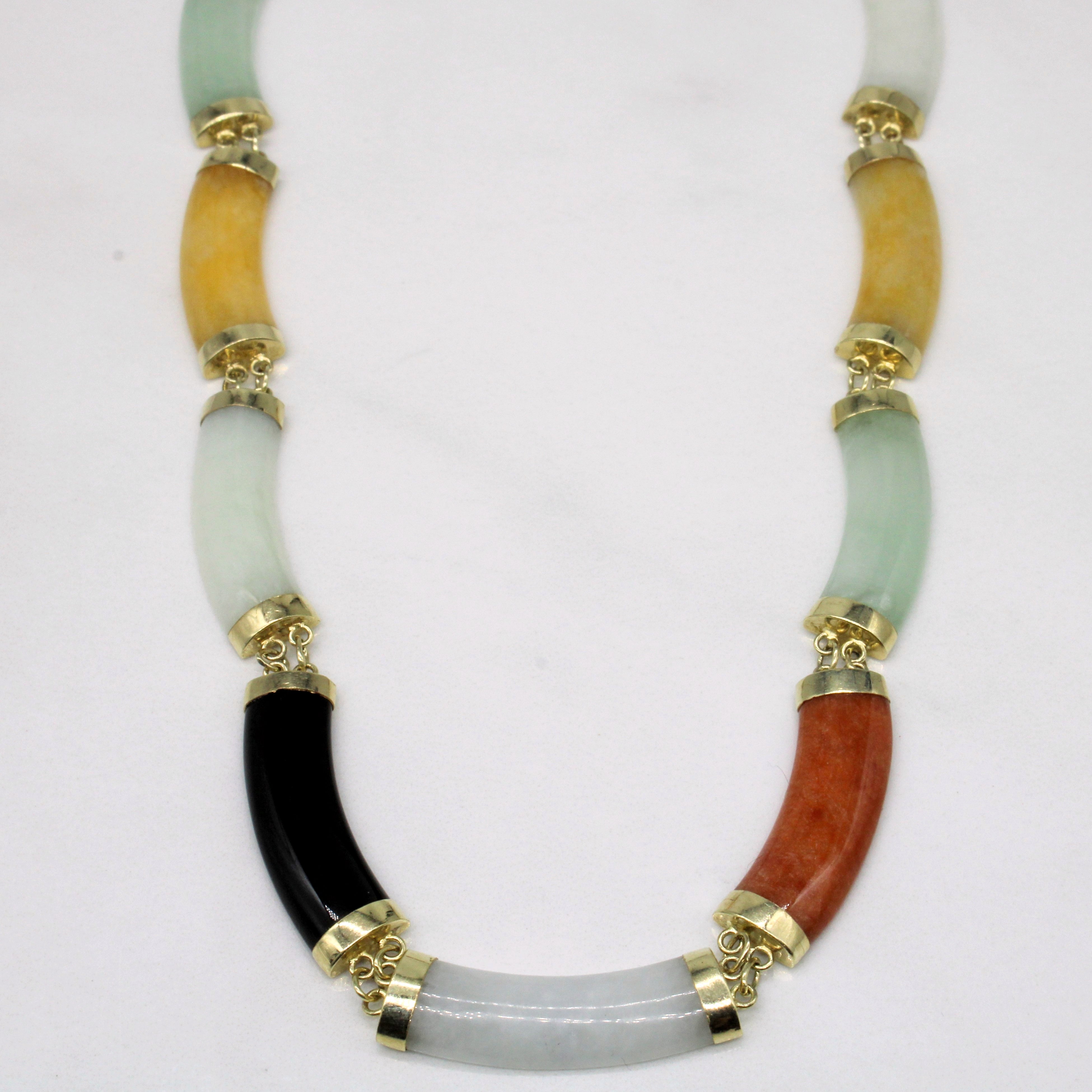 Check Jadeite & Onyx Necklace | 60.00ctw | 17" |