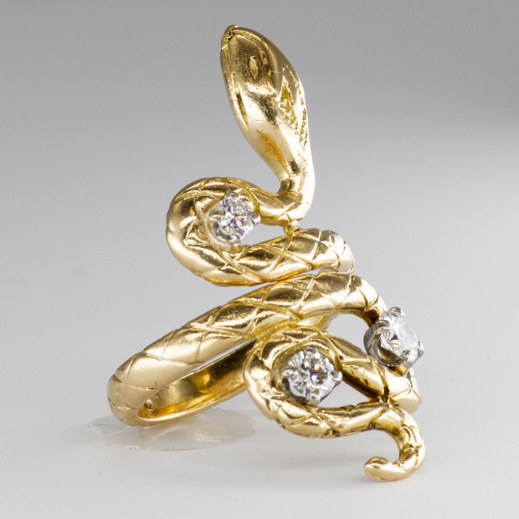 Bague serpent vintage avec diamants | 0,71 ct | Taille 9 | 