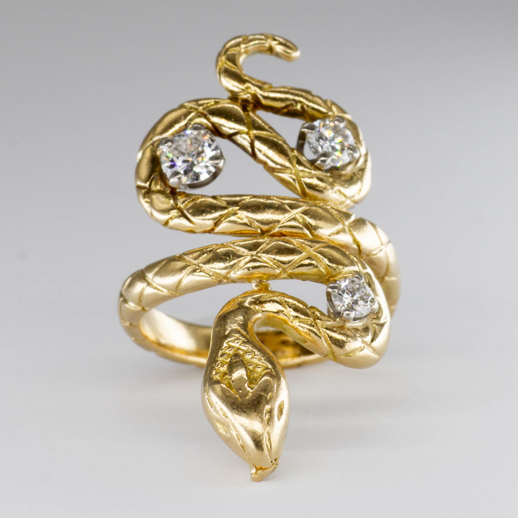 Vintage Snake Ring with Diamonds | 0.71 ctw | SZ 9 |