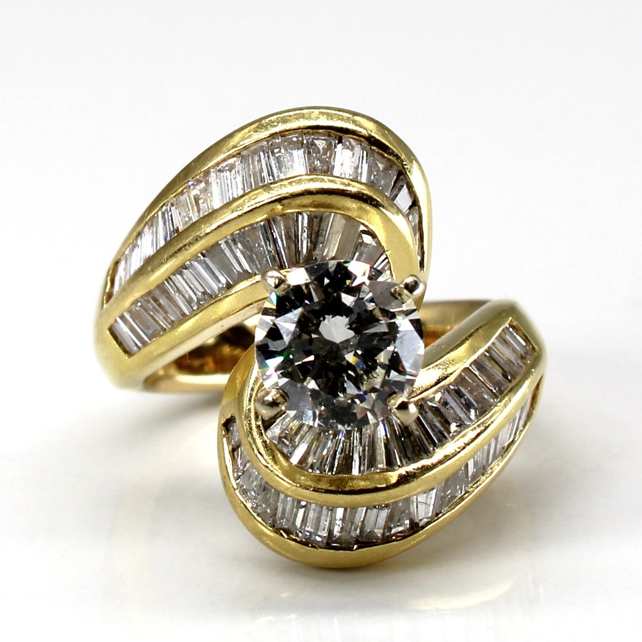 Bypass Multi Diamond Yellow Gold Ring | 2.28ctw | SZ 4.5 |