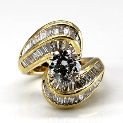 Bypass Multi Diamond Yellow Gold Ring | 2.28ctw | SZ 4.5 |
