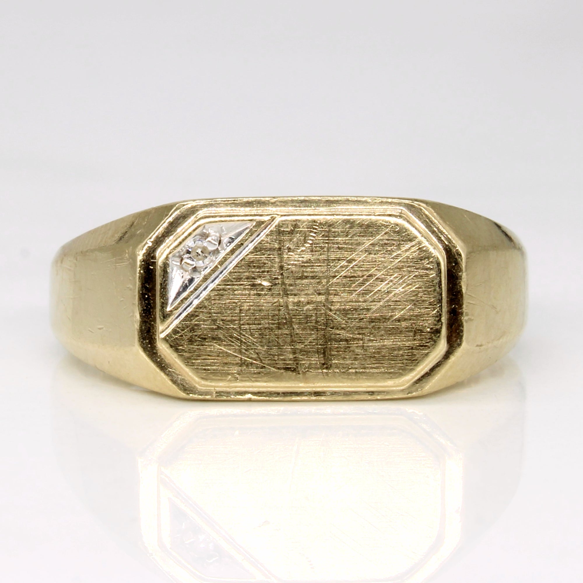 Single Diamond Signet Ring | 0.01ct | SZ 8.75 |