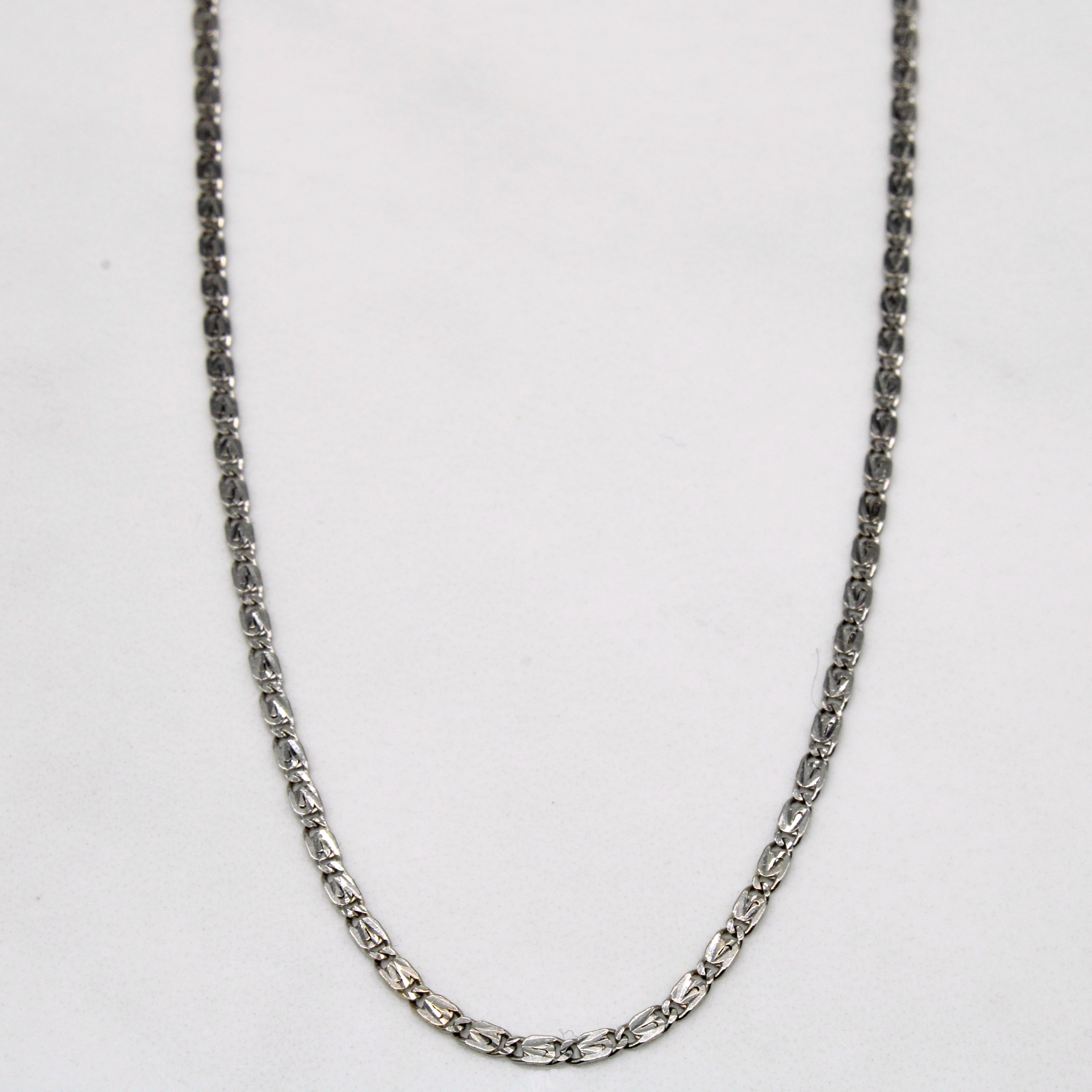 18k White Gold Flat Link Chain | 16" |