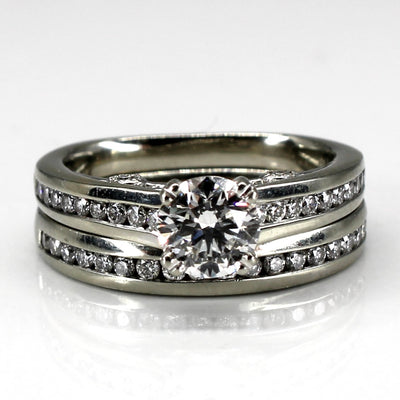 Solitaire with Channel Set Accents Diamond Engagement Ring Set | 1.48ctw SI1 G | SZ 6.5 |