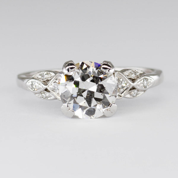 Art Deco Old European Diamond Platinum Ring | 1.75ctw, 0.09ctw | Sz 7.25