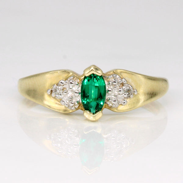 Synthetic Emerald & Diamond Ring | 0.13ct, 0.04ctw | SZ 6.5 |