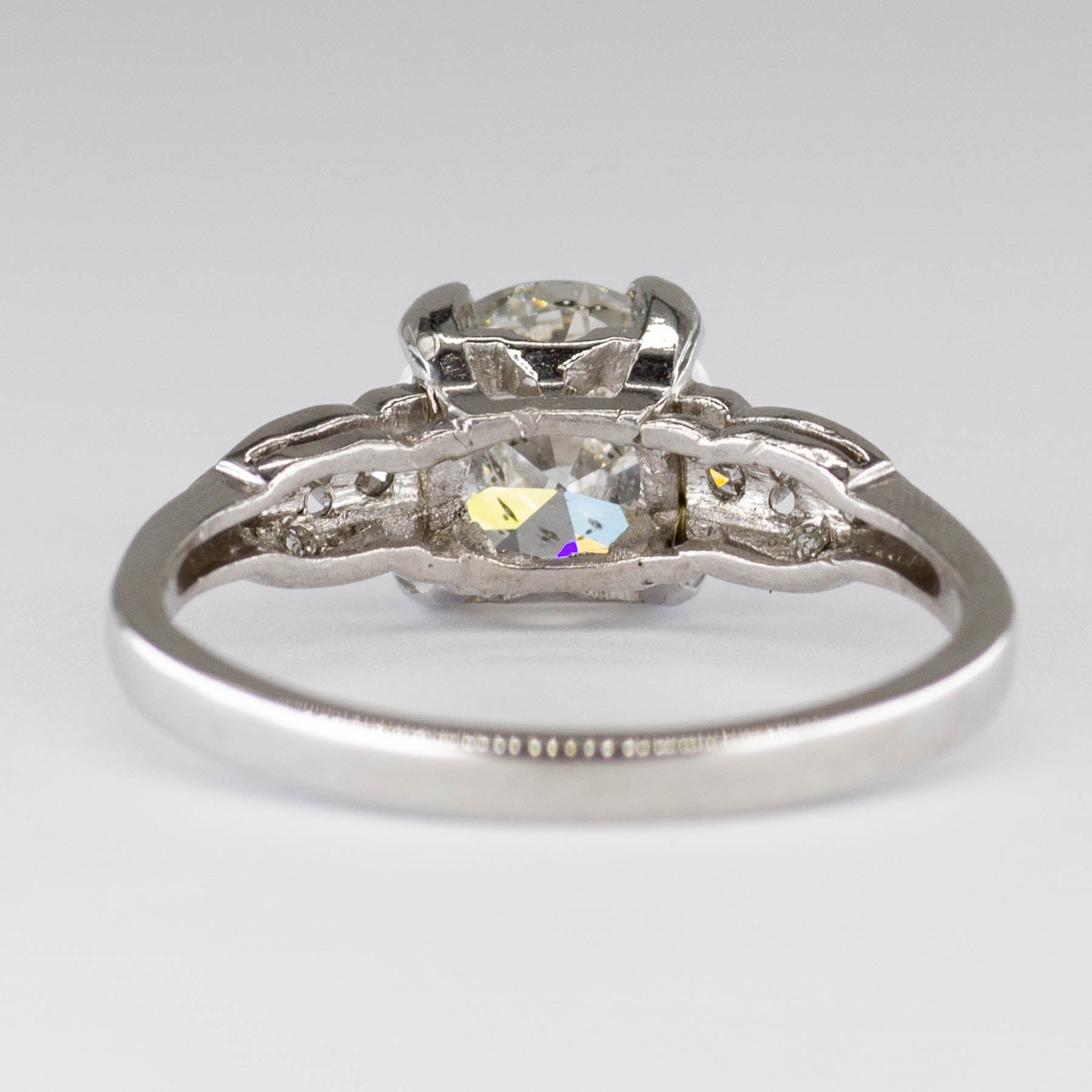 Art Deco Old European Diamond Platinum Ring | 1.75ctw, 0.09ctw | Sz 7.25