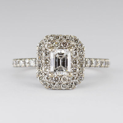 Diamond with Diamond Halo and Accent Stones 14k Ring | 0.5ctw, 0.3ctw | SZ 4.5 |