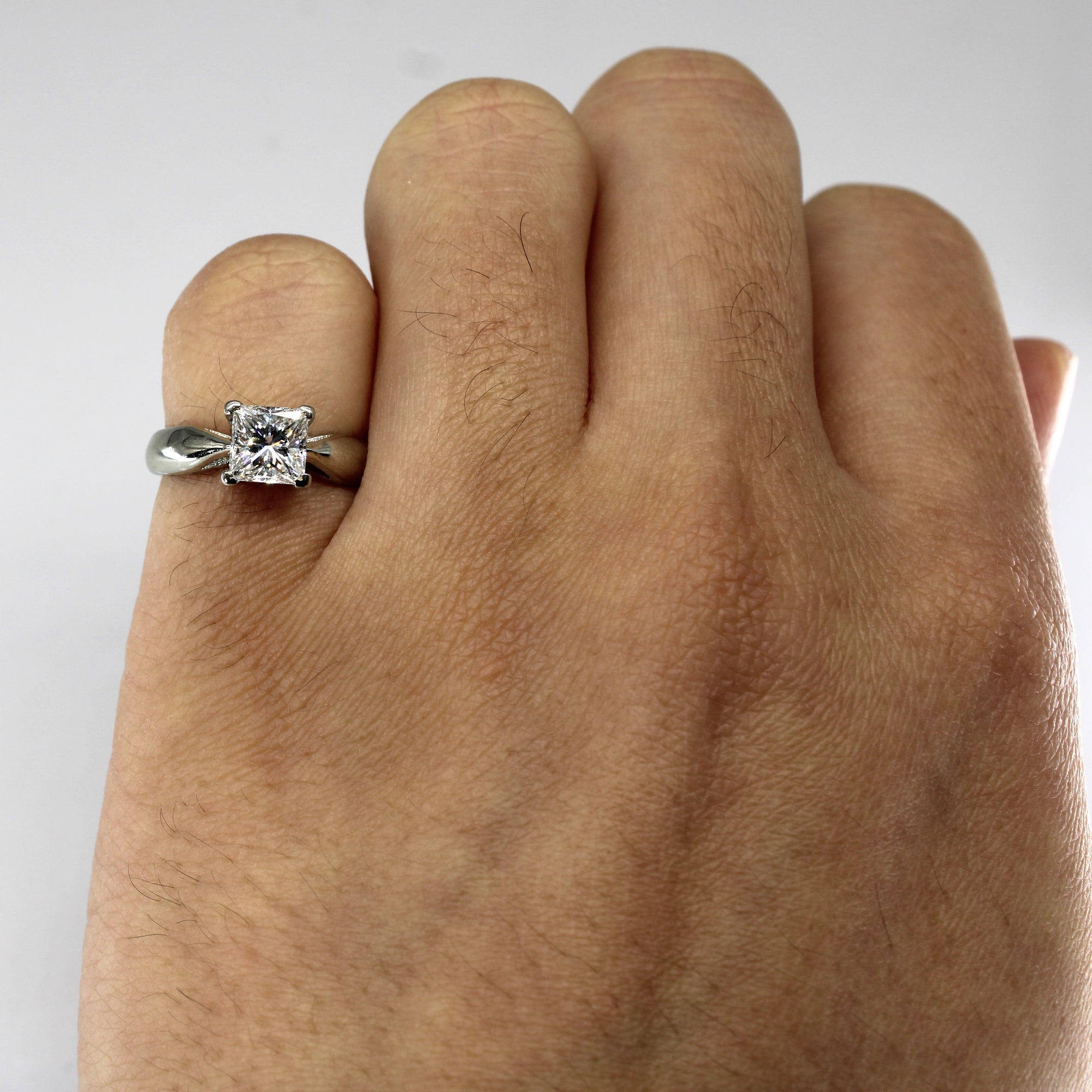 Solitaire Princess Diamond Engagement Ring | 0.93ct SI2 F/G| SZ 3.75 |