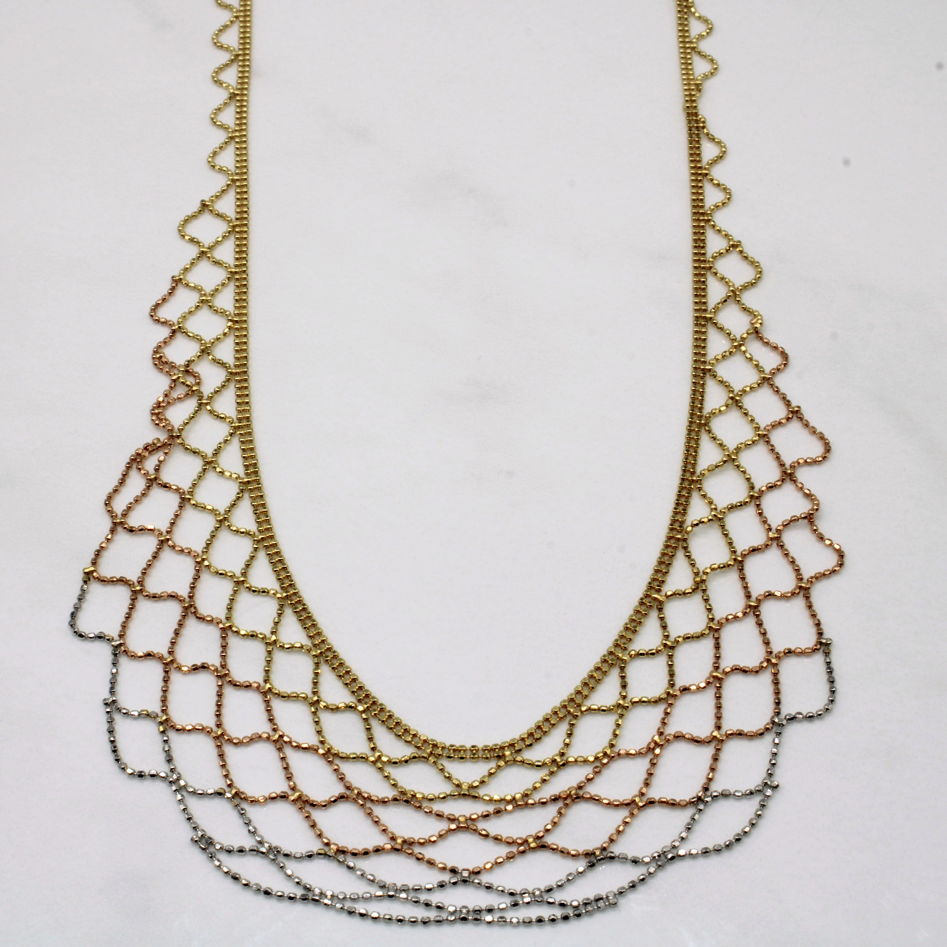 14k Tri Tone Gold Earring & Necklace Set | 16" |