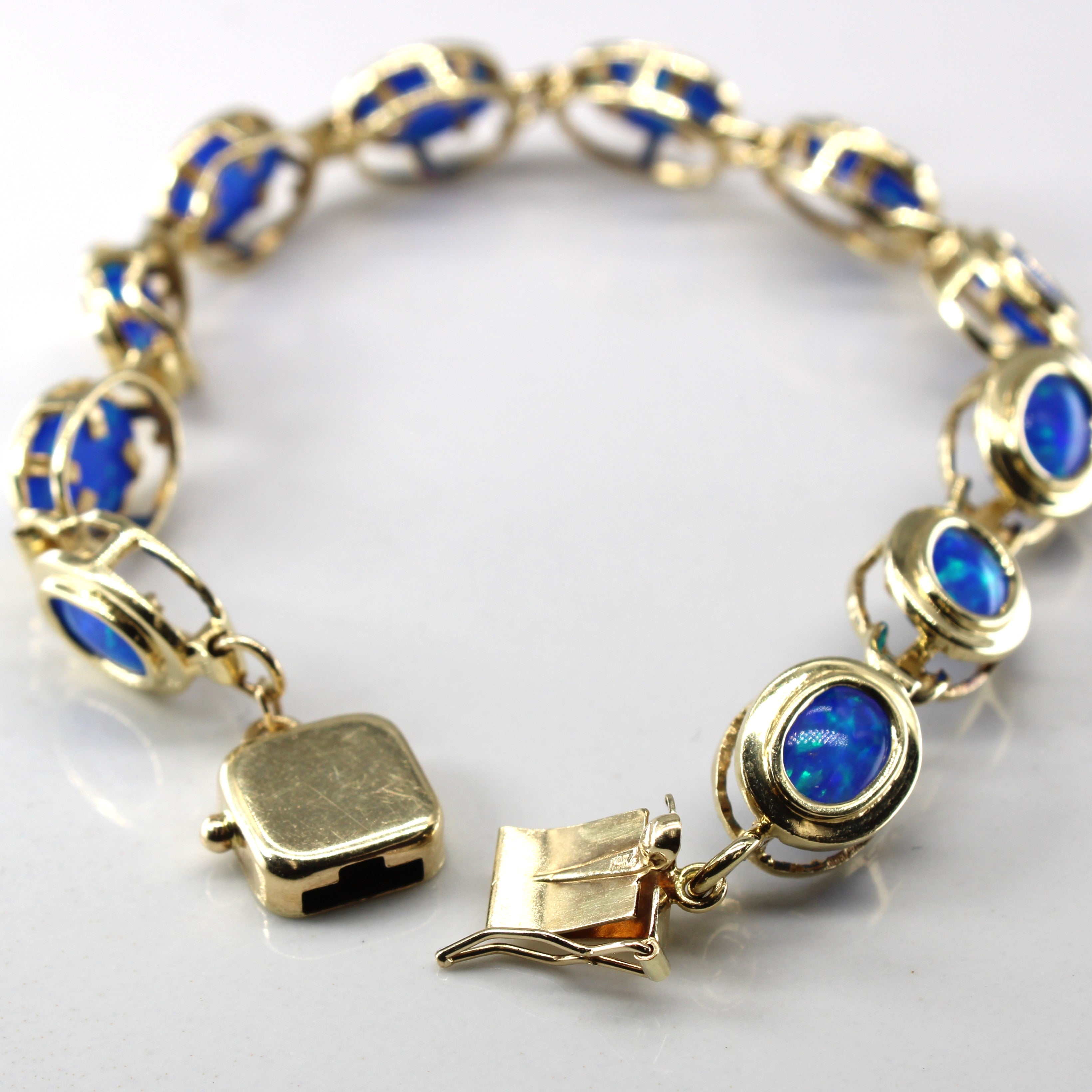 Synthetic Opal Chain Bracelet | 5.50ctw | 7"|