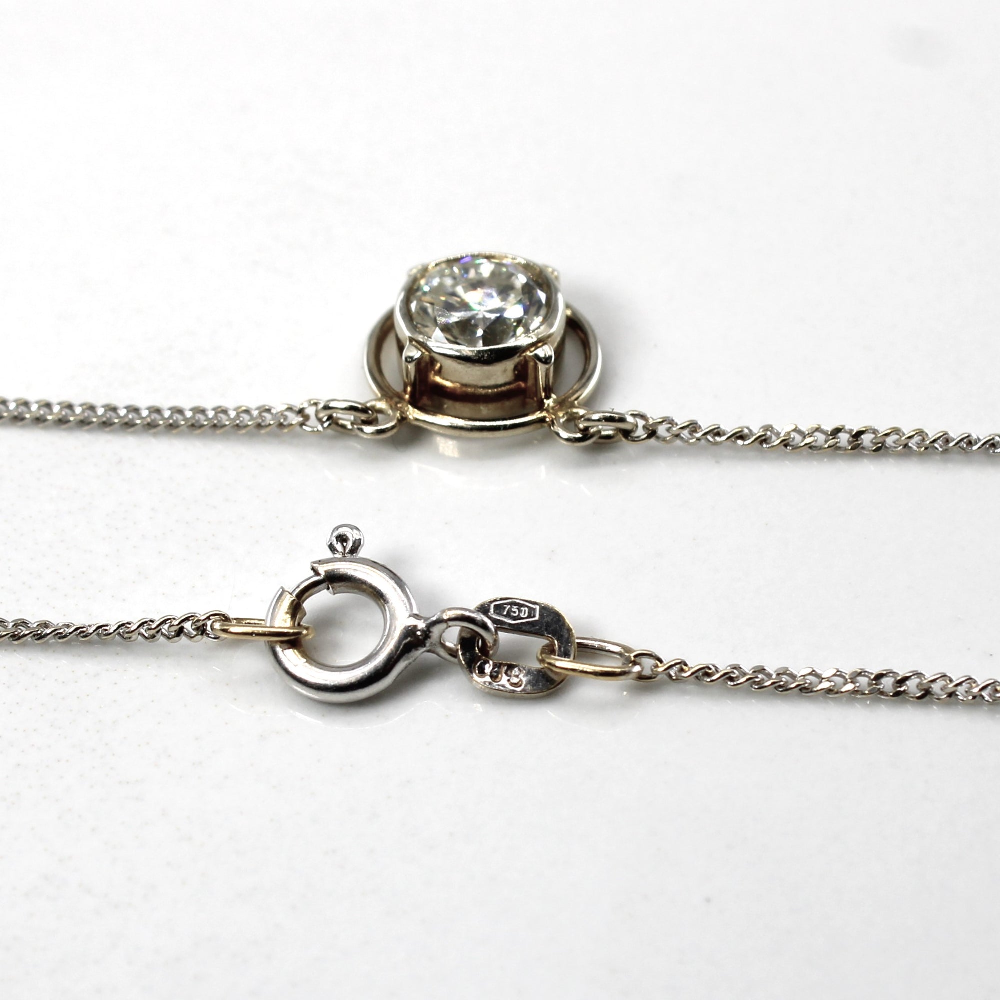 Bezel Set Diamond Pendant Necklace | 1.00ct | 15