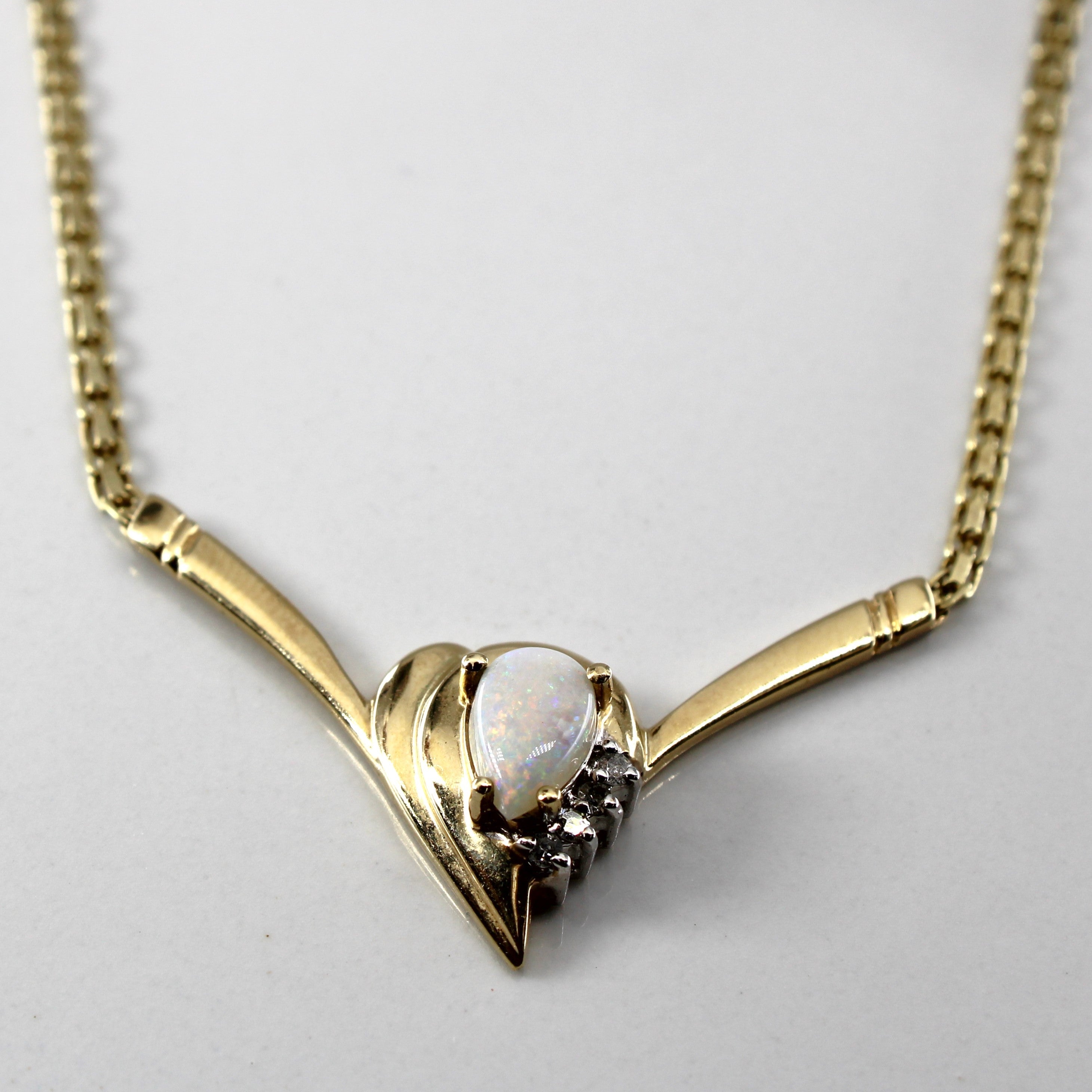 Opal & Diamond Necklace | 0.48ct | 0.04ctw | 16"|
