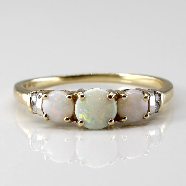 Three Stone Opal & Diamond Ring | 0.35ctw | 0.02ctw | SZ 8.25 |