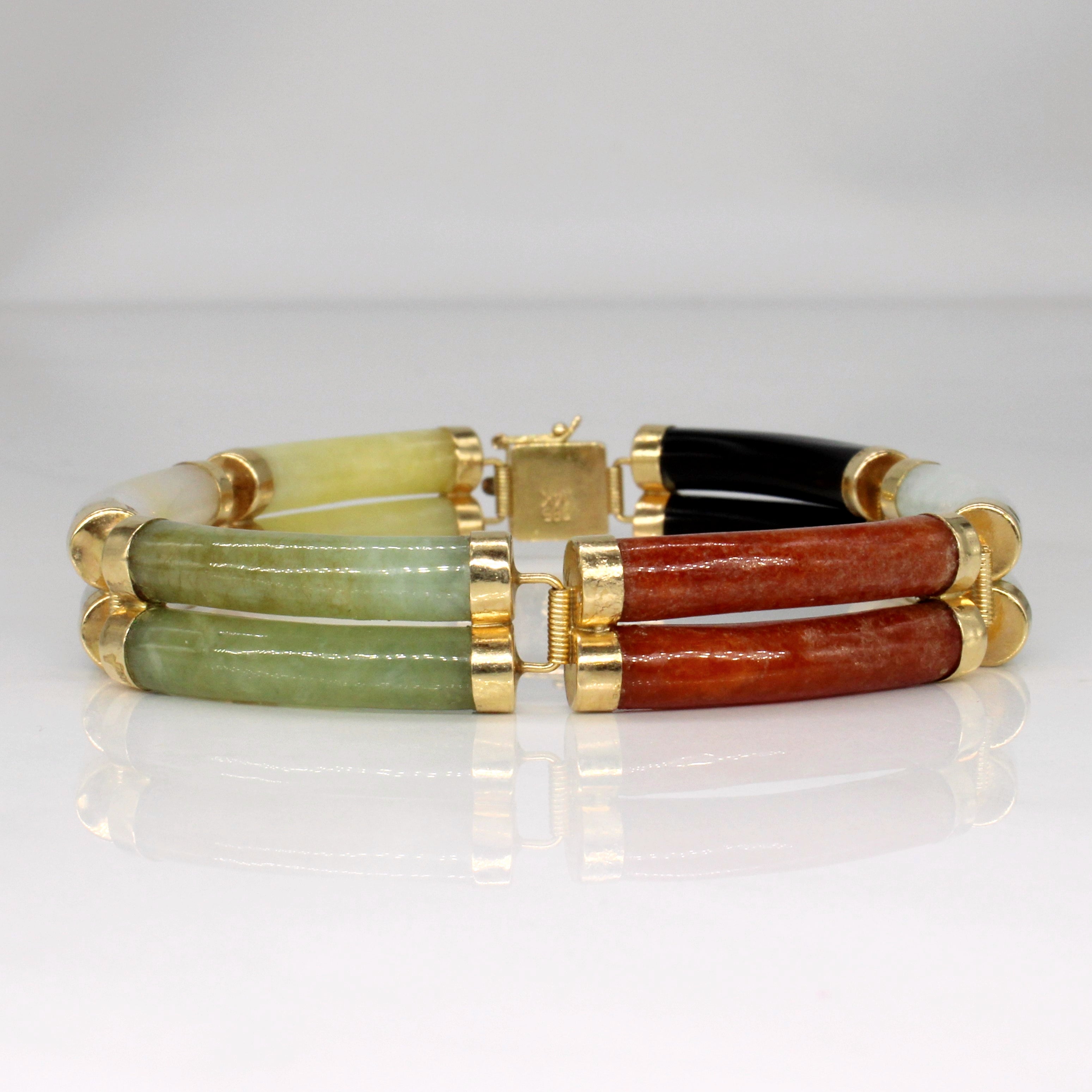 Jadeite & Onyx Bracelet | 48.00ctw | 7.5" |