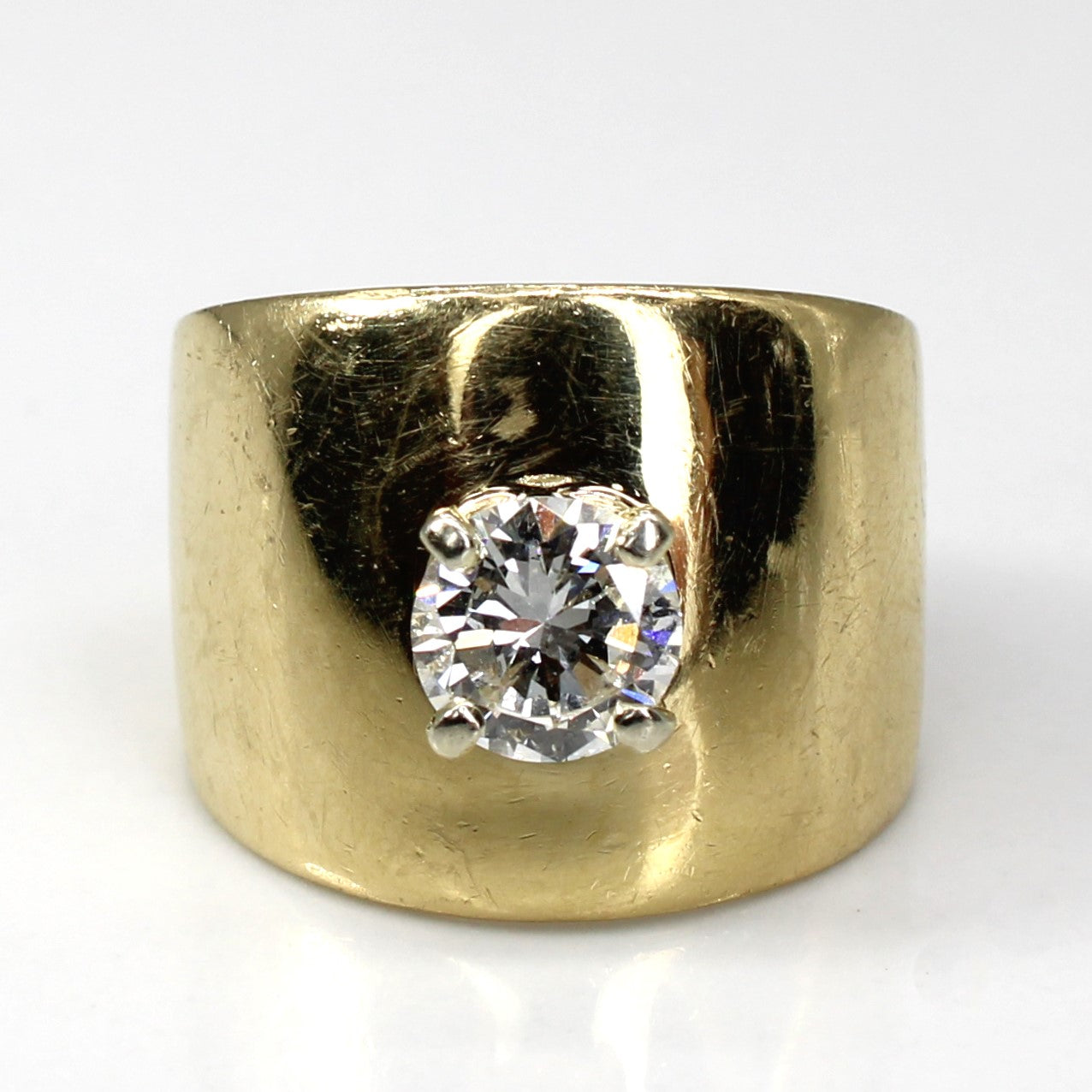 Bague large solitaire en or et diamant | 1,00 ct | Taille 6 | 