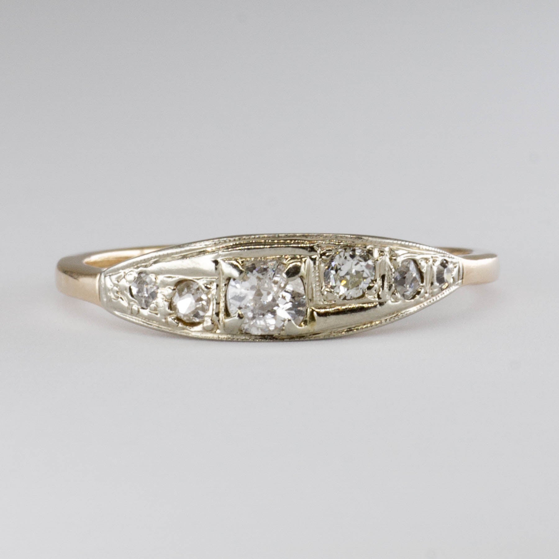 Bague Art Déco en or 14 carats sertie d'un diamant ancien européen | 0,17 ct | Taille 8,5 | 