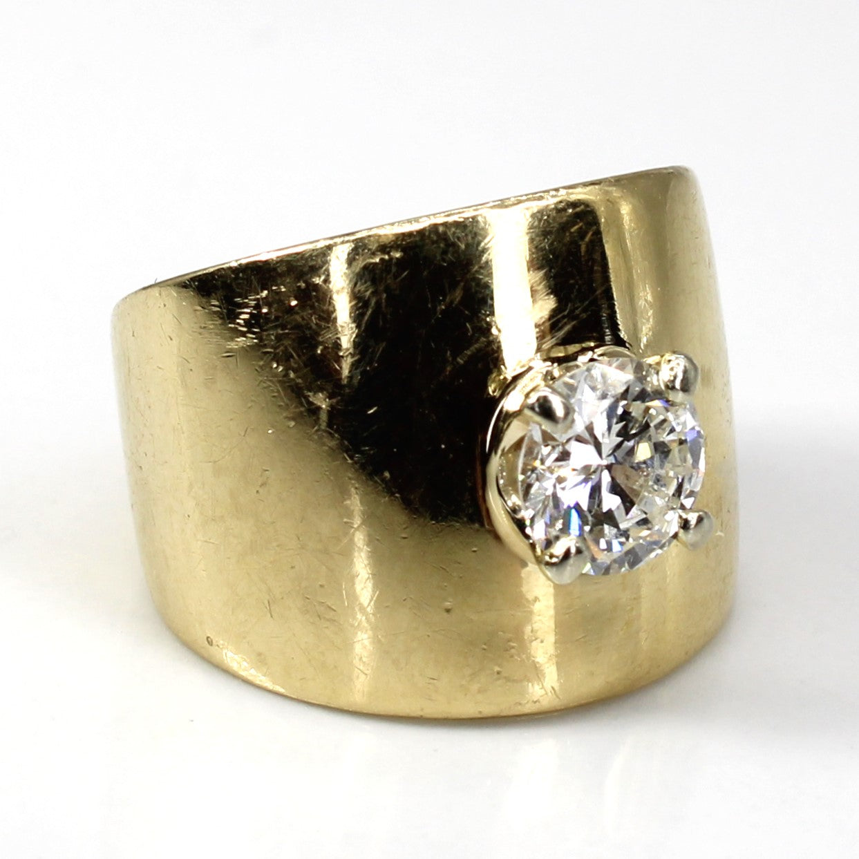 Bague large solitaire en or et diamant | 1,00 ct | Taille 6 | 