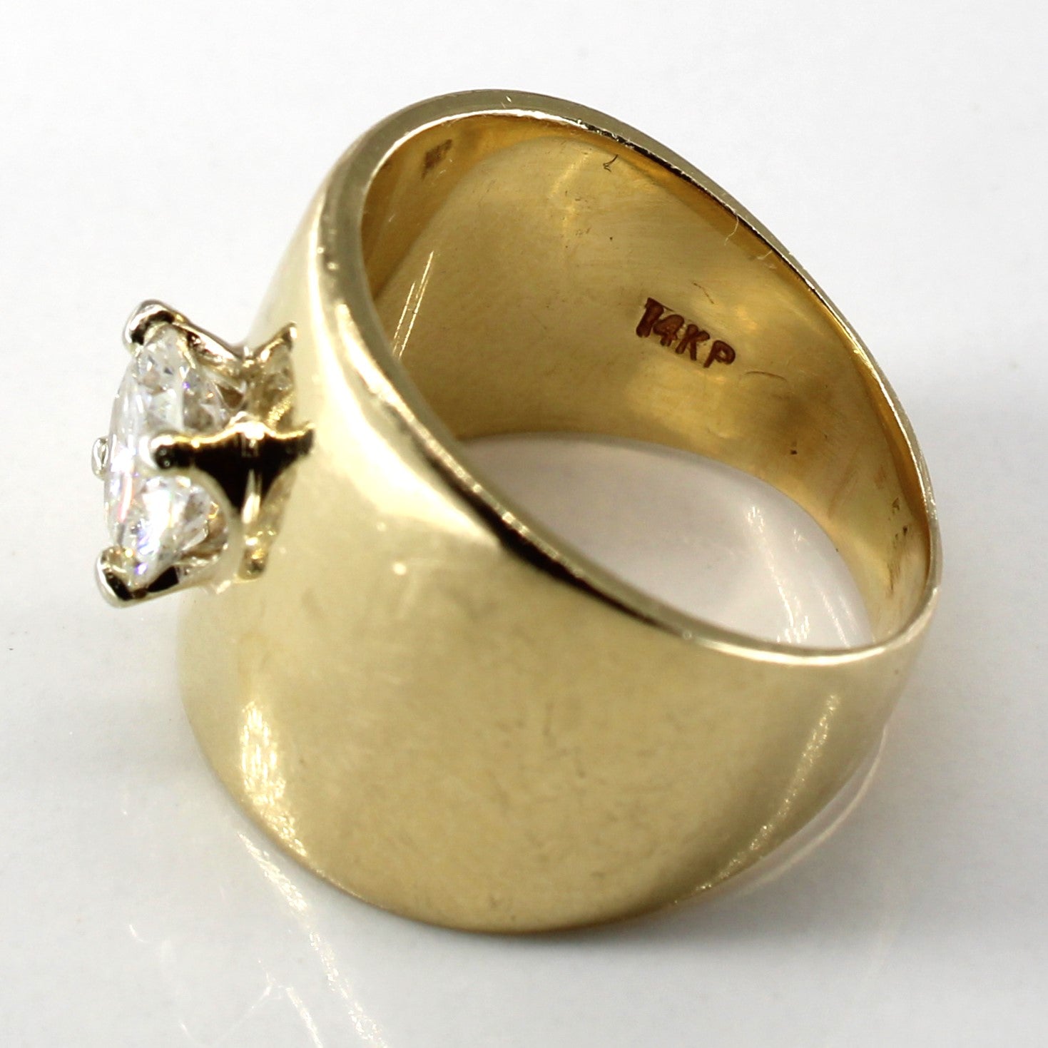 Bague large solitaire en or et diamant | 1,00 ct | Taille 6 | 