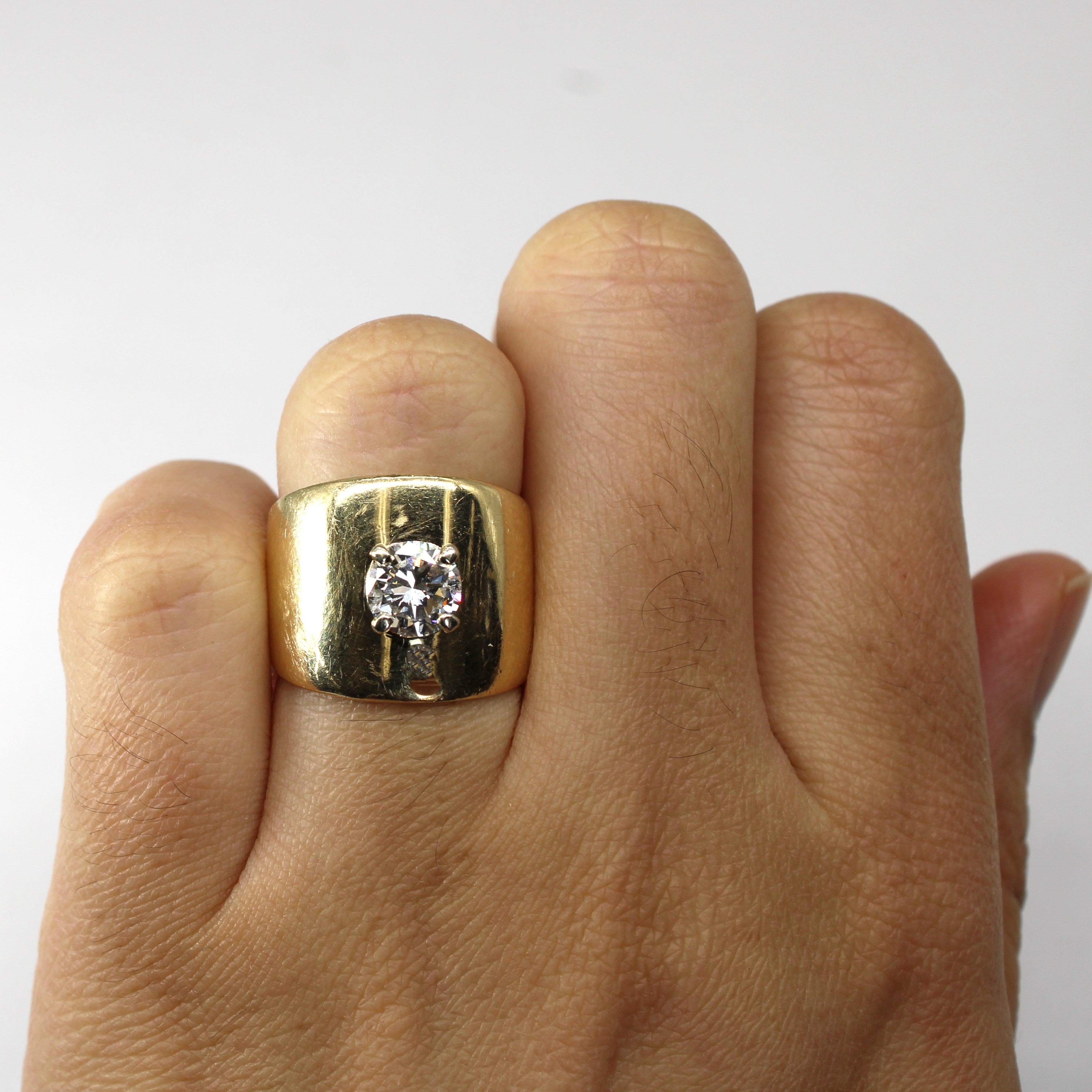 Bague large solitaire en or et diamant | 1,00 ct | Taille 6 | 