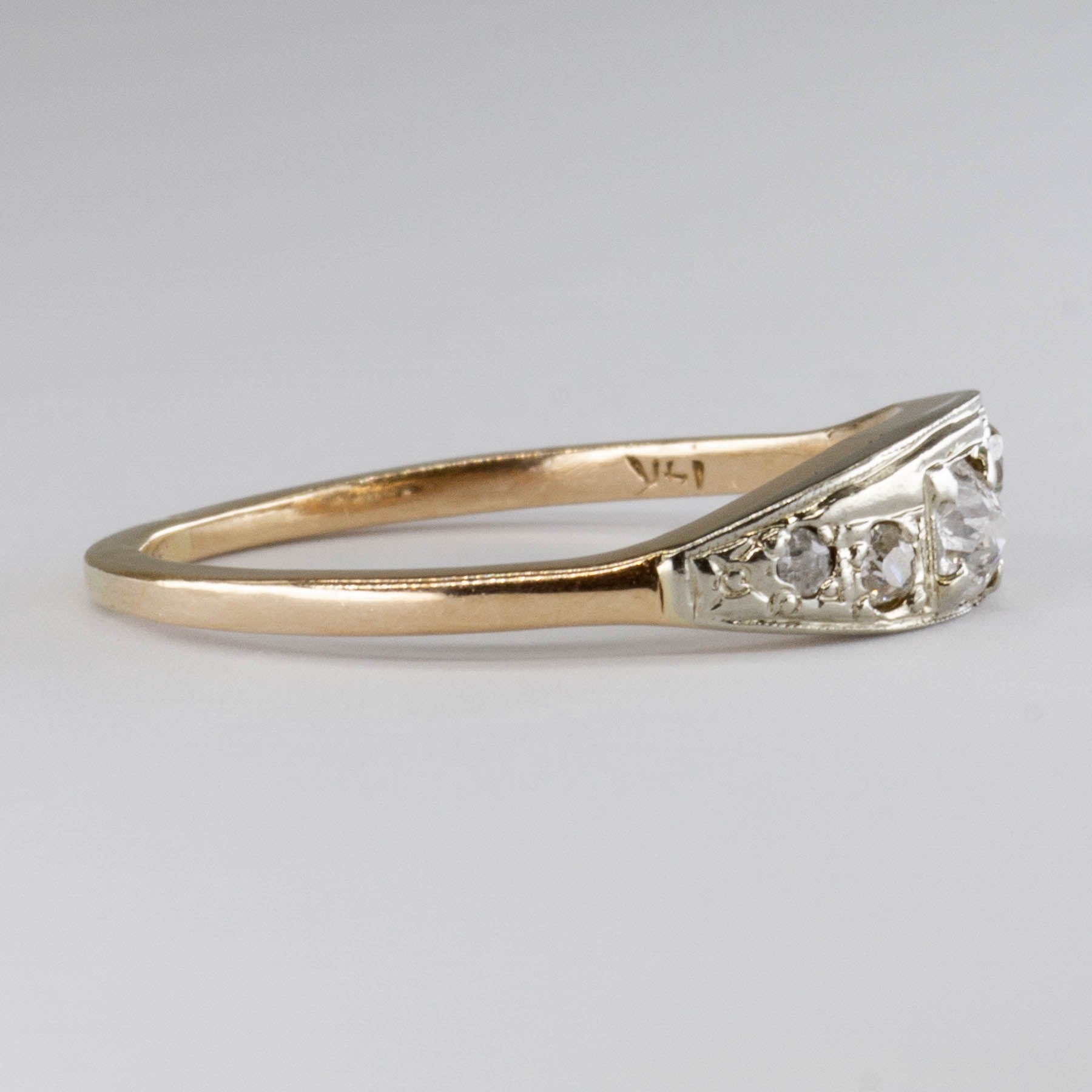 Art Deco 14k Old European Diamond Ring | 0.17ct  | SZ 8.5 |