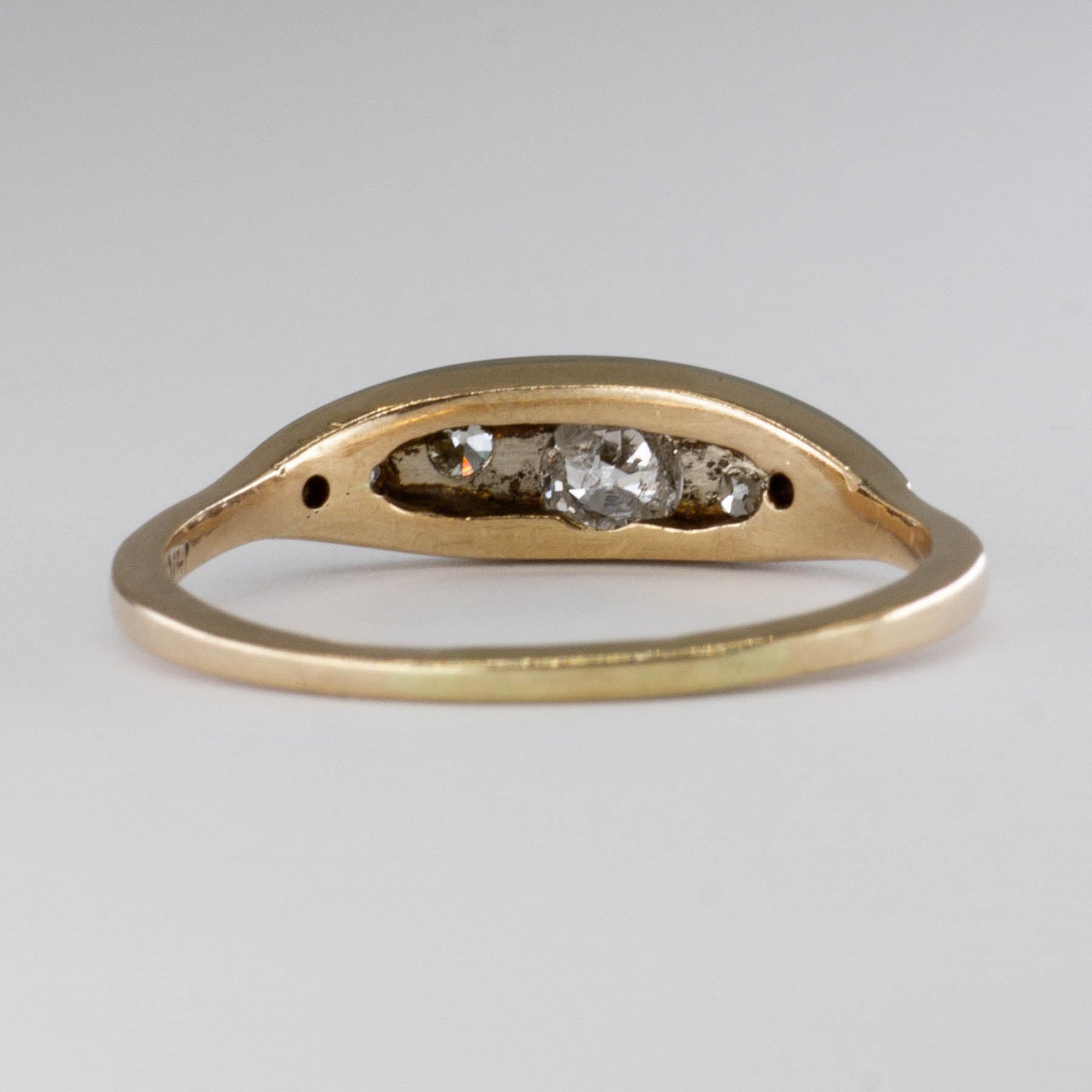 Bague Art Déco en or 14 carats sertie d'un diamant ancien européen | 0,17 ct | Taille 8,5 | 
