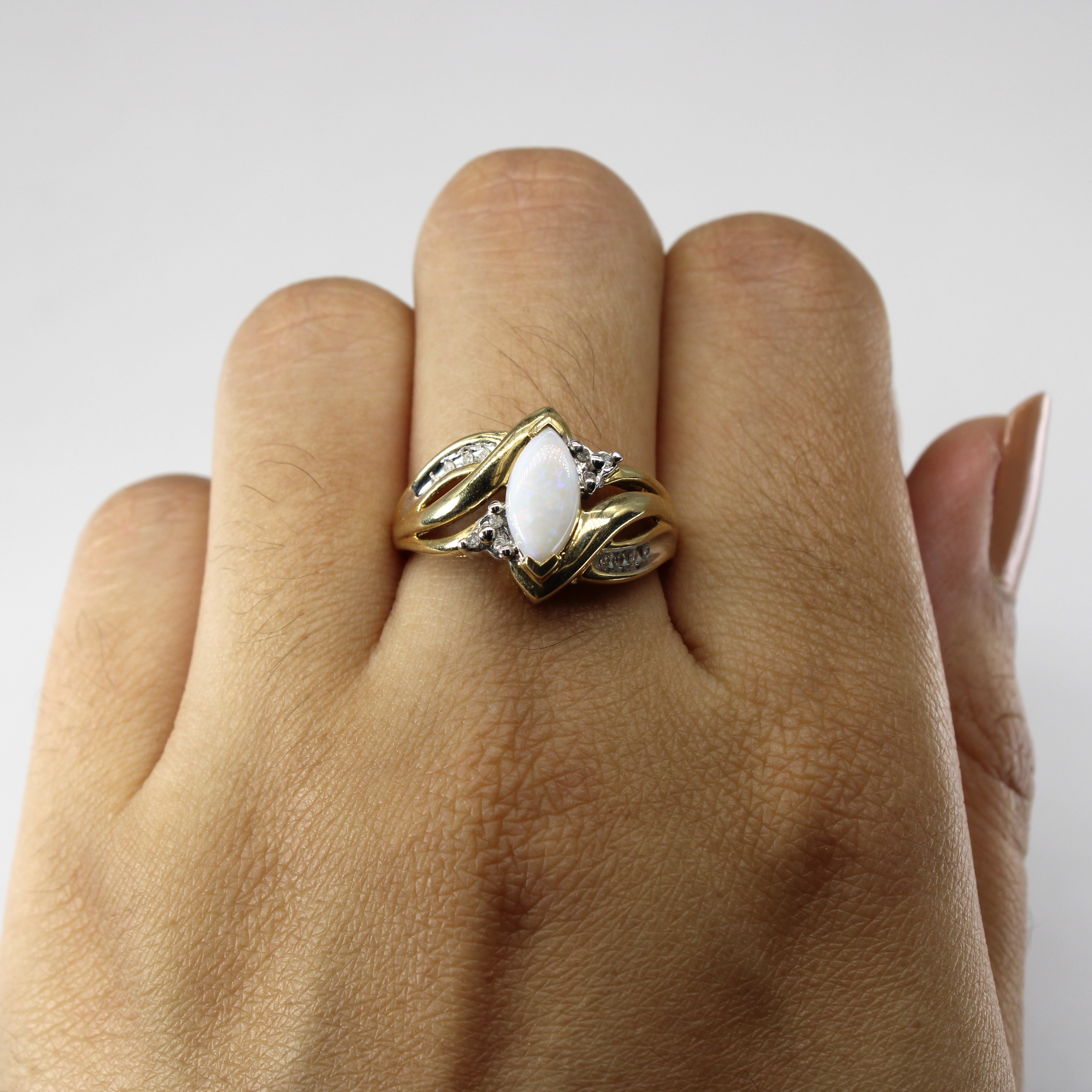 Bypass Opal & Diamond Ring | 0.55ct | 0.04ctw | SZ 7.25 |