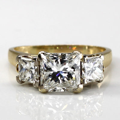 Three Stone Princess Diamond Engagement Ring | 2.51ctw VS2 H/I | SZ 5.25 |