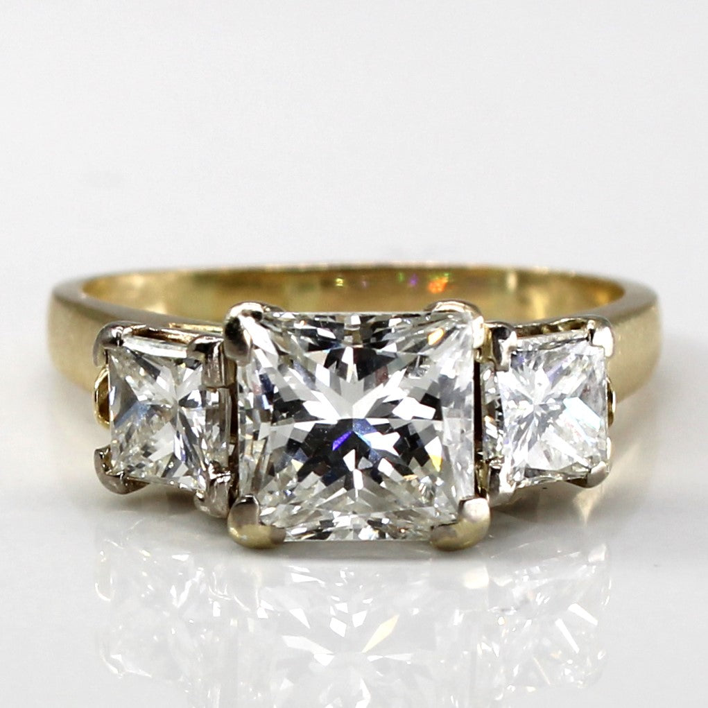 Three Stone Princess Diamond Engagement Ring | 2.51ctw VS2 H/I | SZ 4.5 |