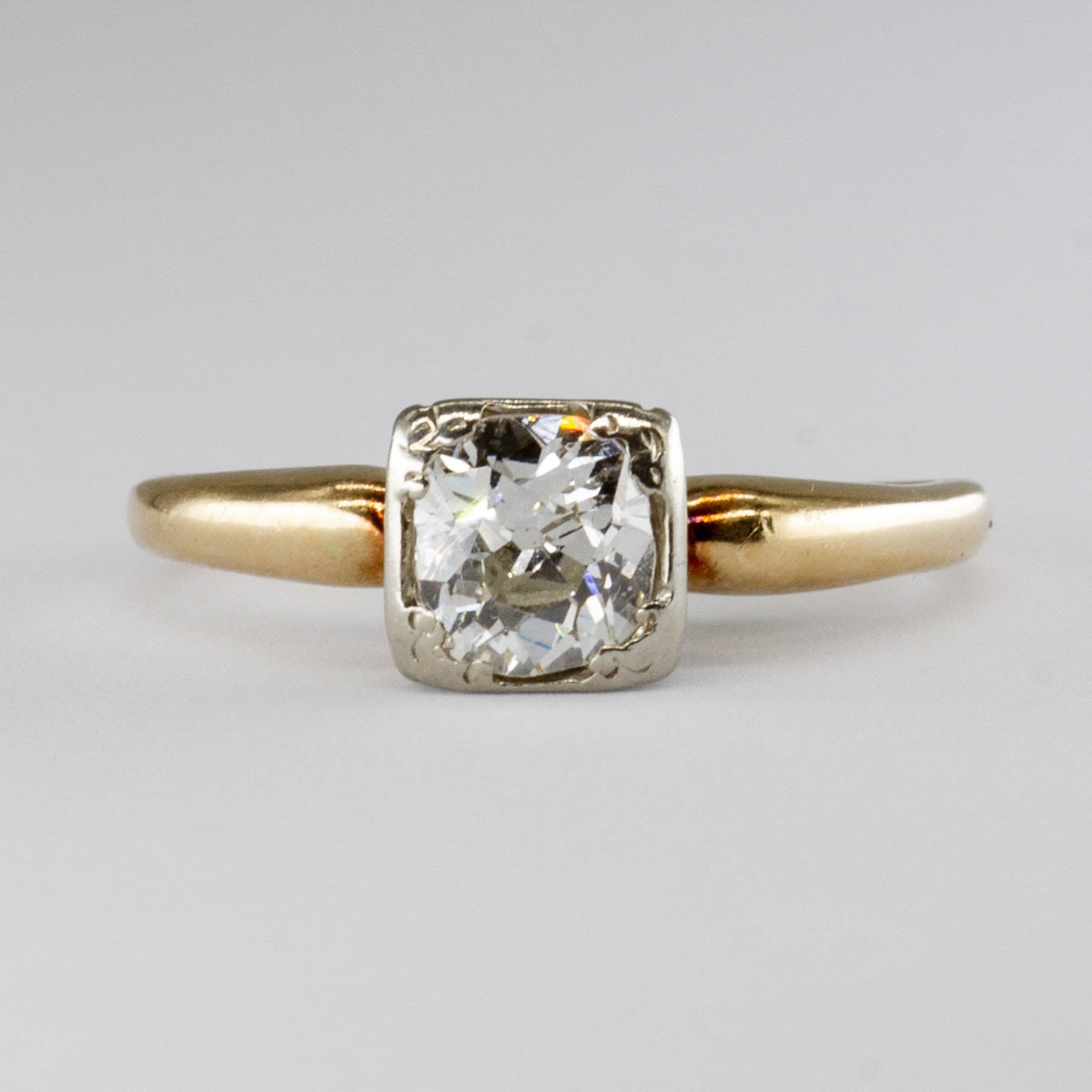 Bague Art Déco en or 14 carats avec diamant Old Mine | 0,60 ct | Taille 6,5 | 