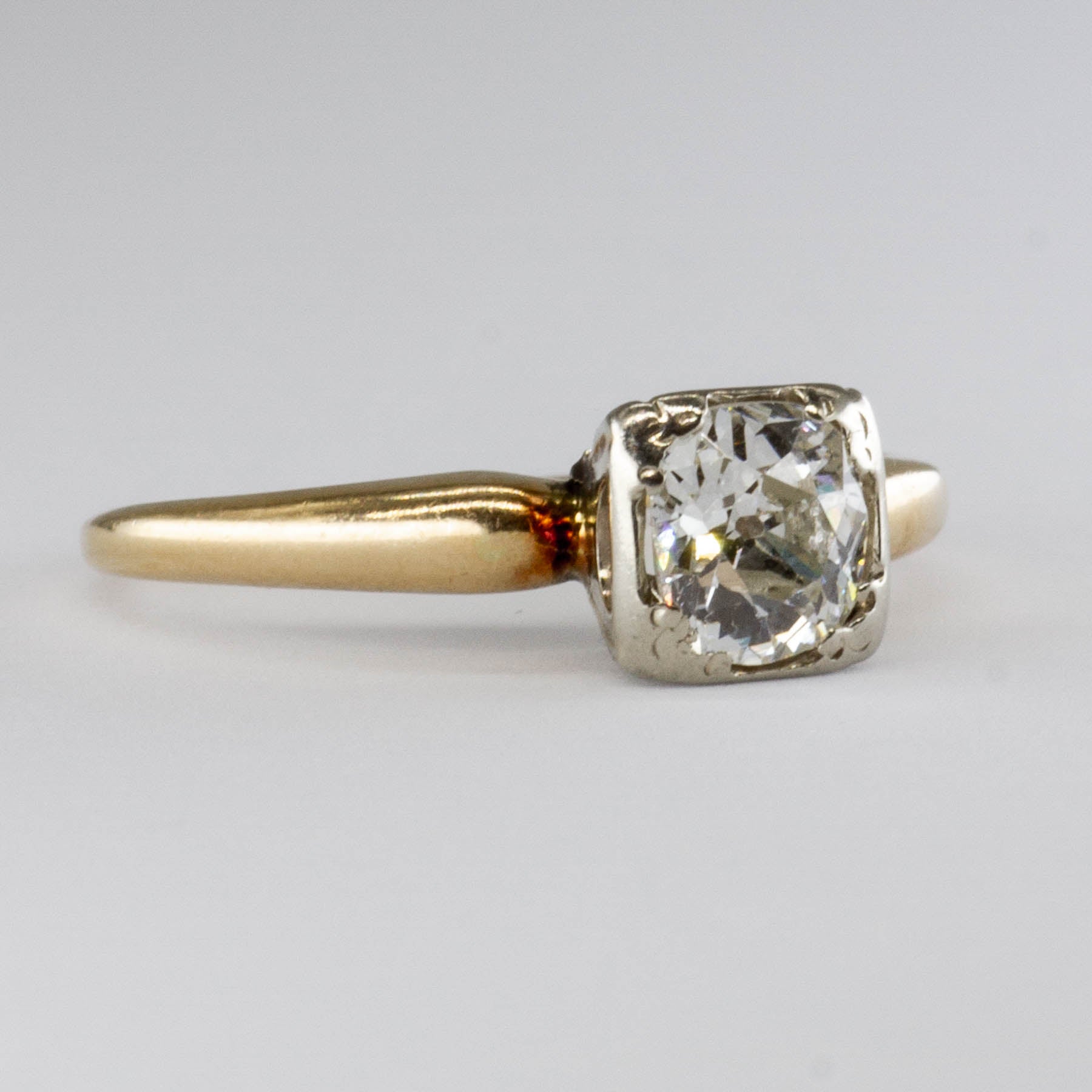 Bague Art Déco en or 14 carats avec diamant Old Mine | 0,60 ct | Taille 6,5 | 
