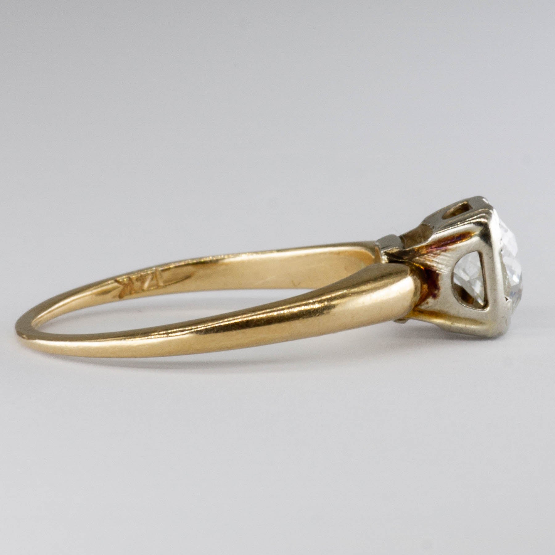 Bague Art Déco en or 14 carats avec diamant Old Mine | 0,60 ct | Taille 6,5 | 