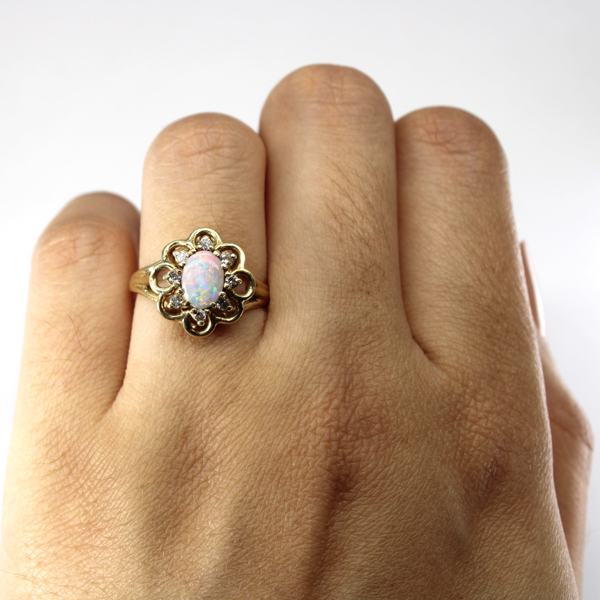 Opal & Diamond Cocktail Ring | 0.50ct | 0.12ctw | SZ 6 |