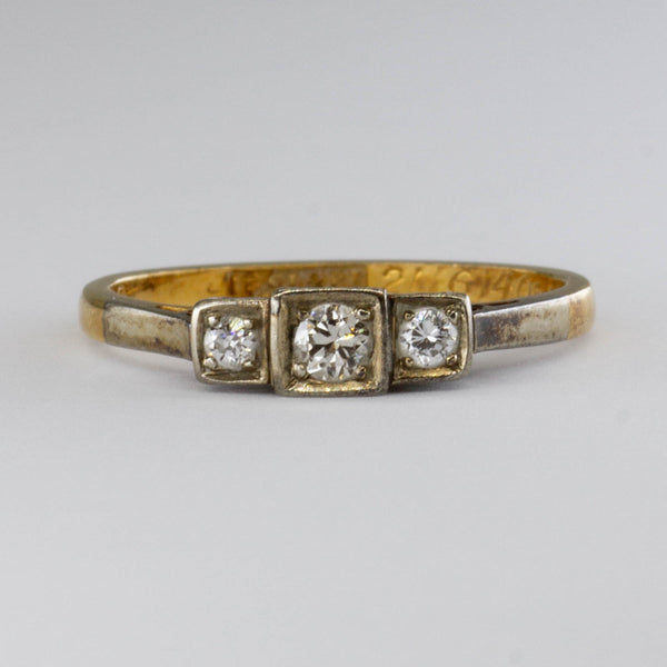 Art Deco 18k Gold & Platinum Diamond Ring | 0.17ctw  | SZ 6.75 |