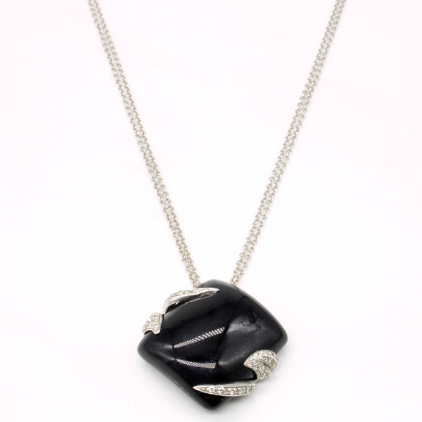 Onyx & Diamond Pendant & Necklace | 22.50ct, 0.25ctw | 16