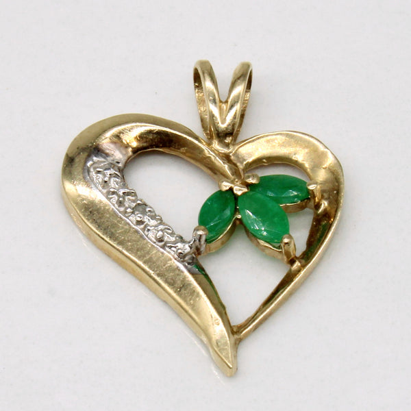 Emerald & Diamond Heart Pendant | 0.24ctw, 0.01ct |