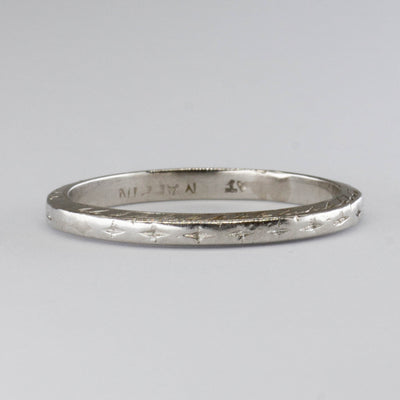 Art Deco Platinum Engraved Band |  | SZ 4.25 |