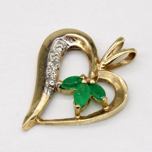 Emerald & Diamond Heart Pendant | 0.24ctw, 0.01ct |