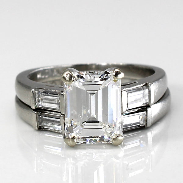 Emerald Diamond Engagement Ring Set | 2.77ctw VS2/SI1 F/G | SZ 4.75 |
