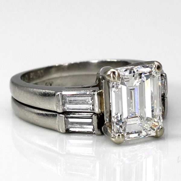 Emerald Diamond Engagement Ring Set | 2.77ctw | SZ 4.75 |