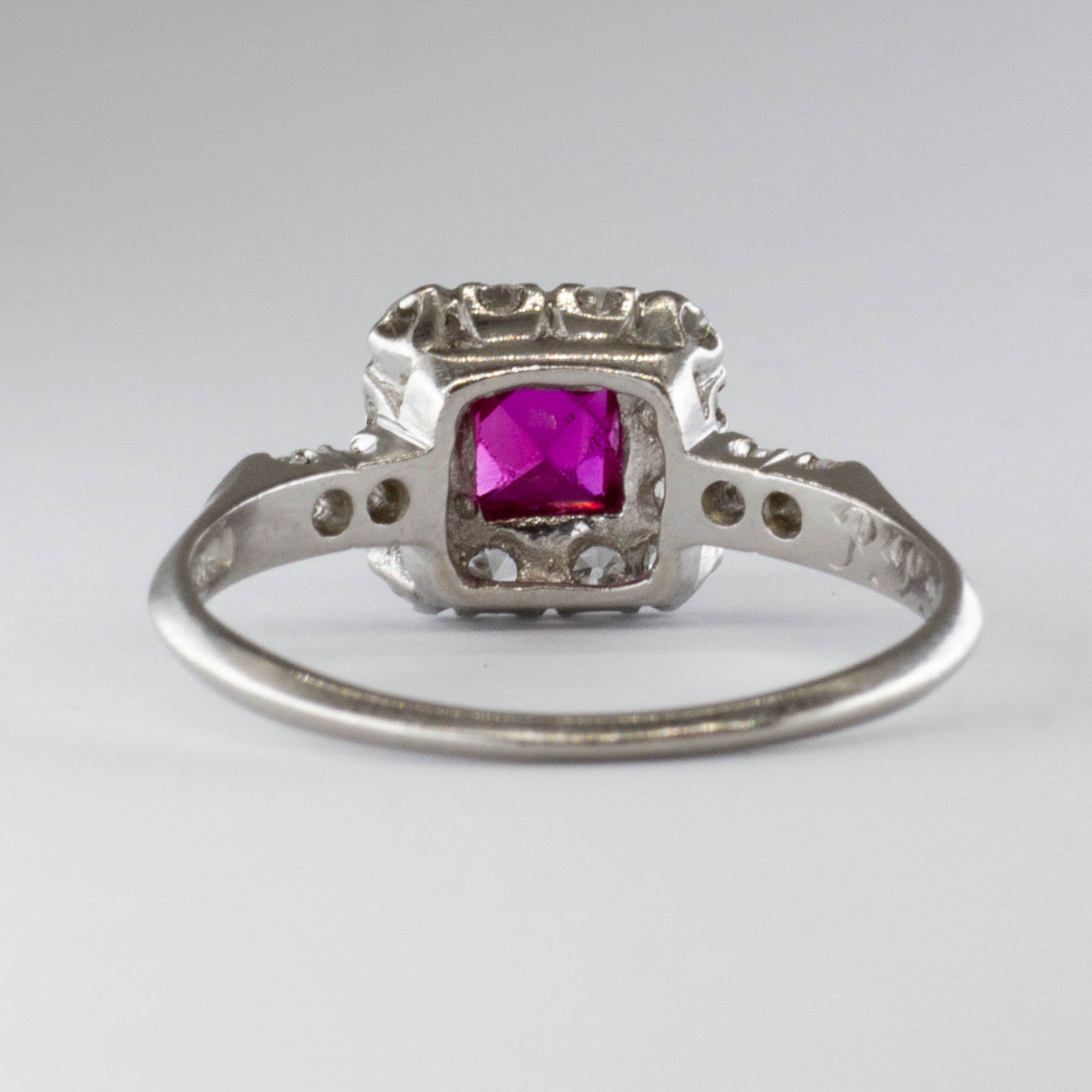 Diamond and Synthetic Ruby Platinum Ring | 0.3 ctw, 0.4ctw | SZ 6.25 |