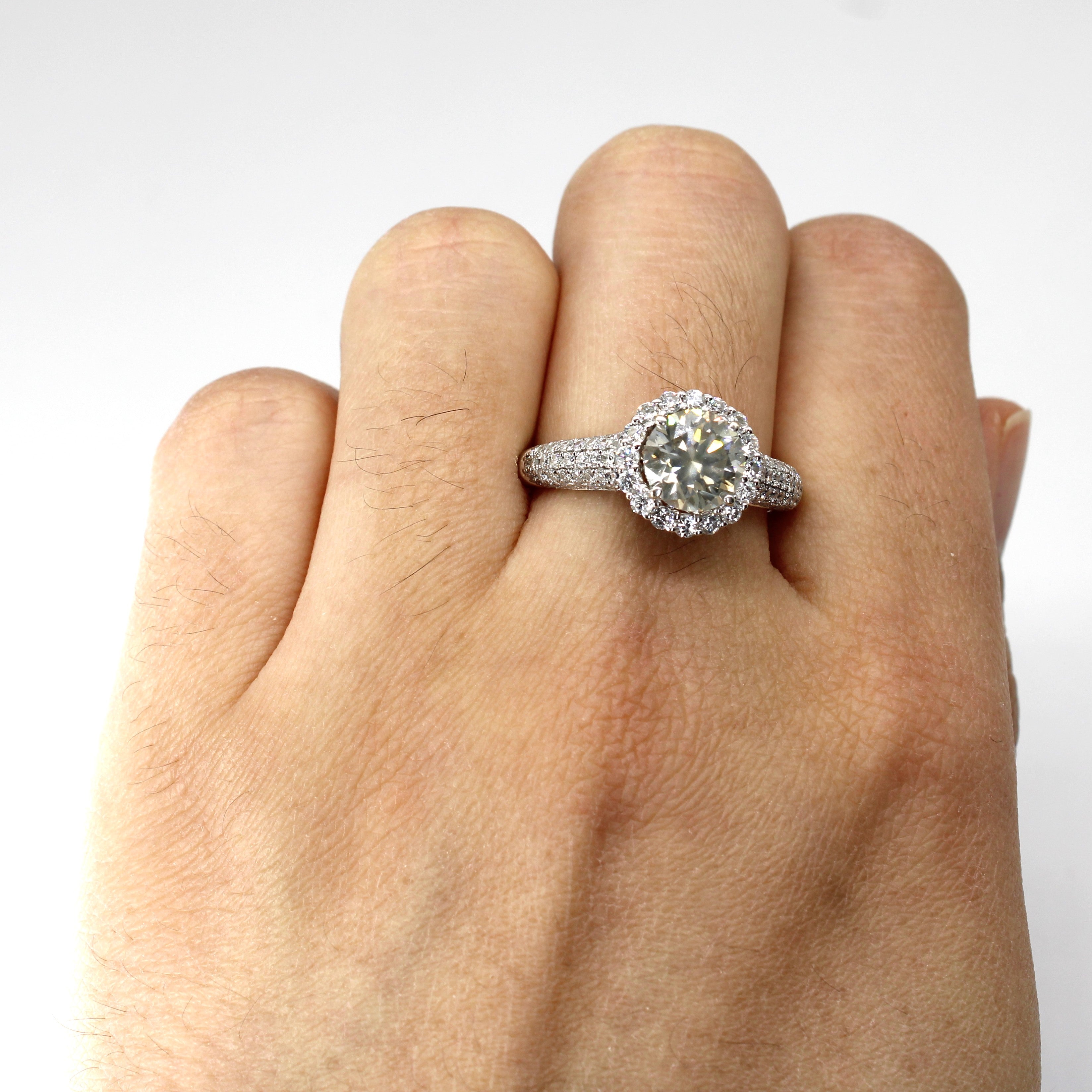 Halo Diamond Engagement Ring | 2.39ctw I1 O/P | SZ 8.75 |