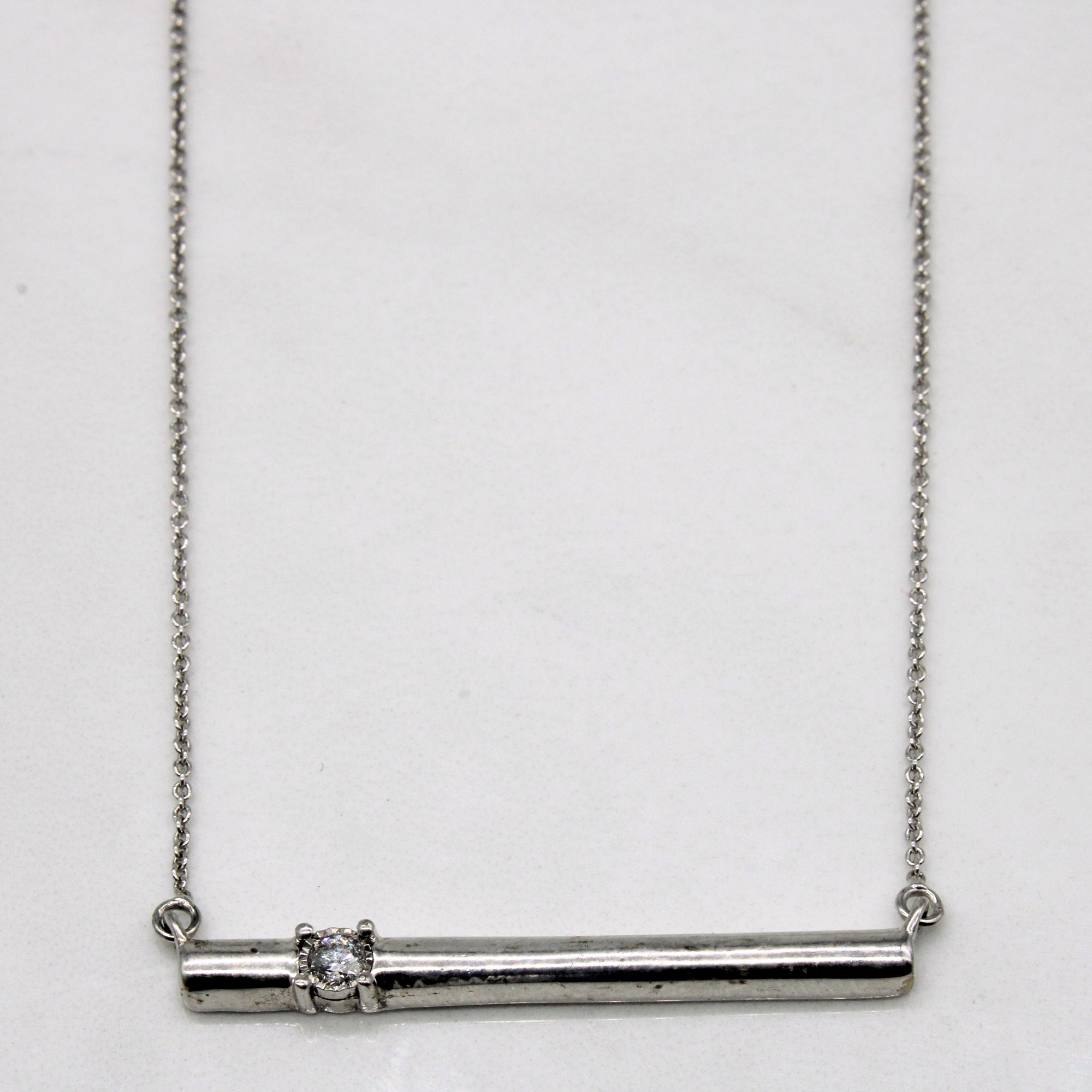 Diamond Bar Pendant Necklace | 0.07ct | 18