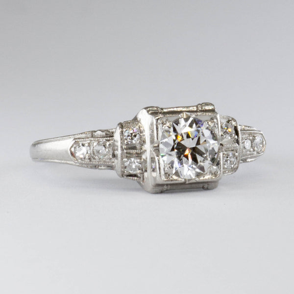 Art Deco Platinum Transitional Cut Diamond Ring | 0.35ct  | SZ 4.5 |