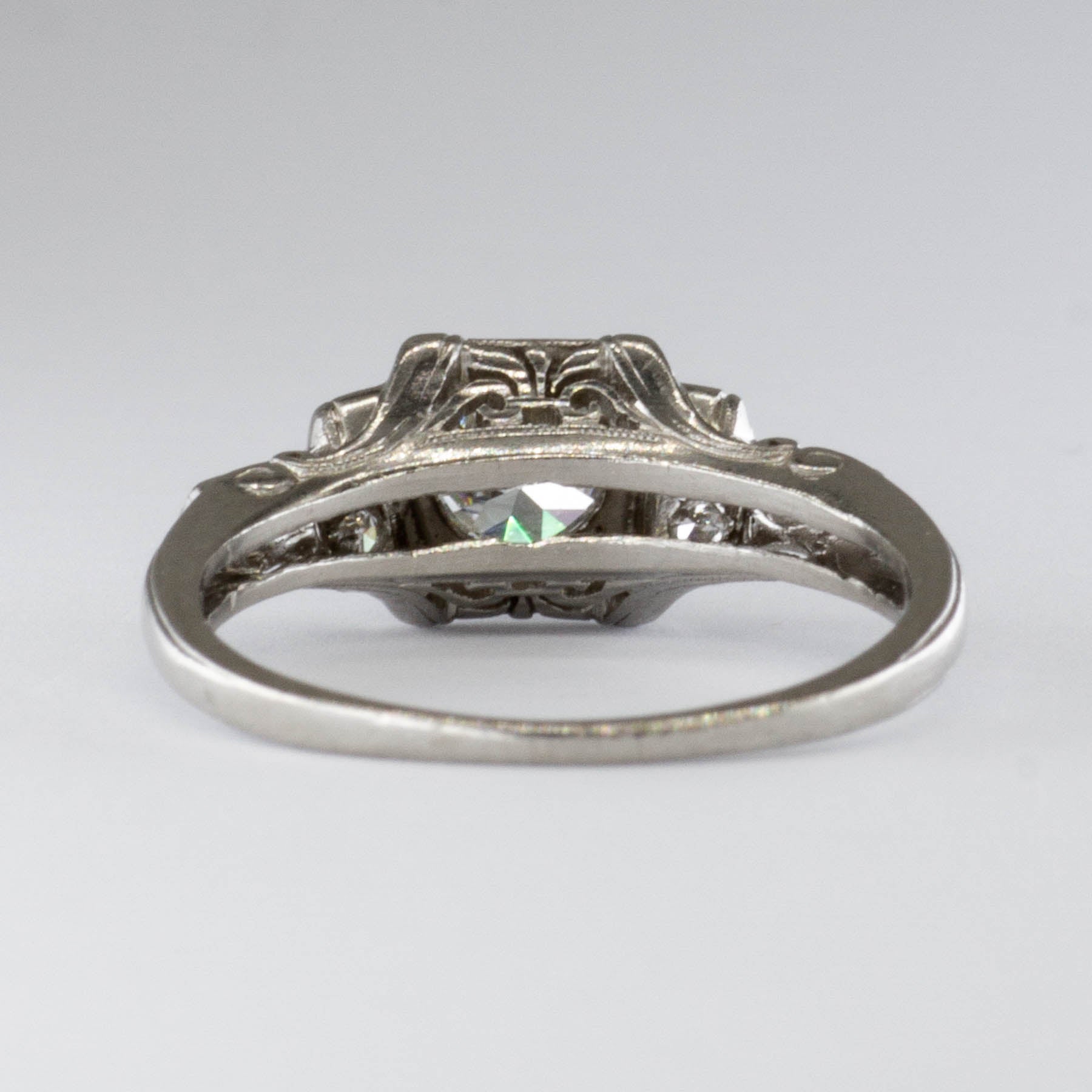 Art Deco Platinum Transitional Cut Diamond Ring | 0.35ct  | SZ 4.5 |