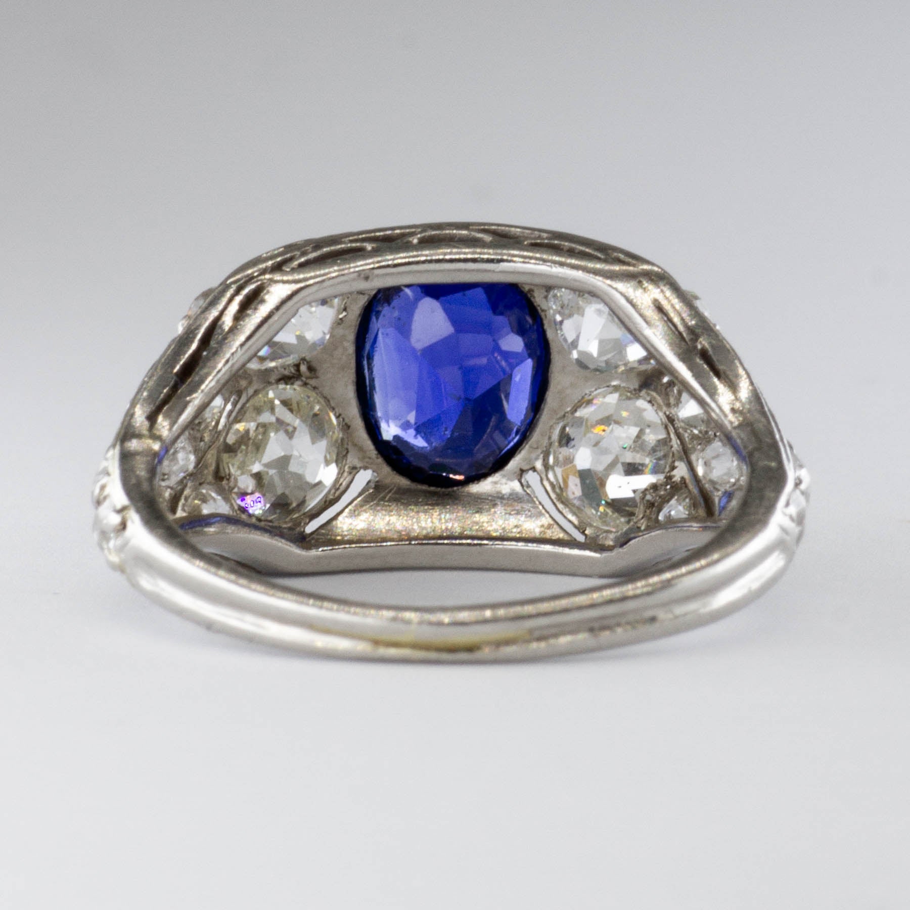 Art Deco Platinum Sapphire & Diamond Ring | 1.30ct  | SZ 4 |