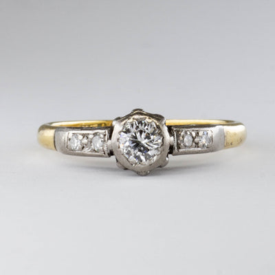 Art Deco 18k and Platinum Diamond Ring | 0.24ctw  | SZ 5.75 |