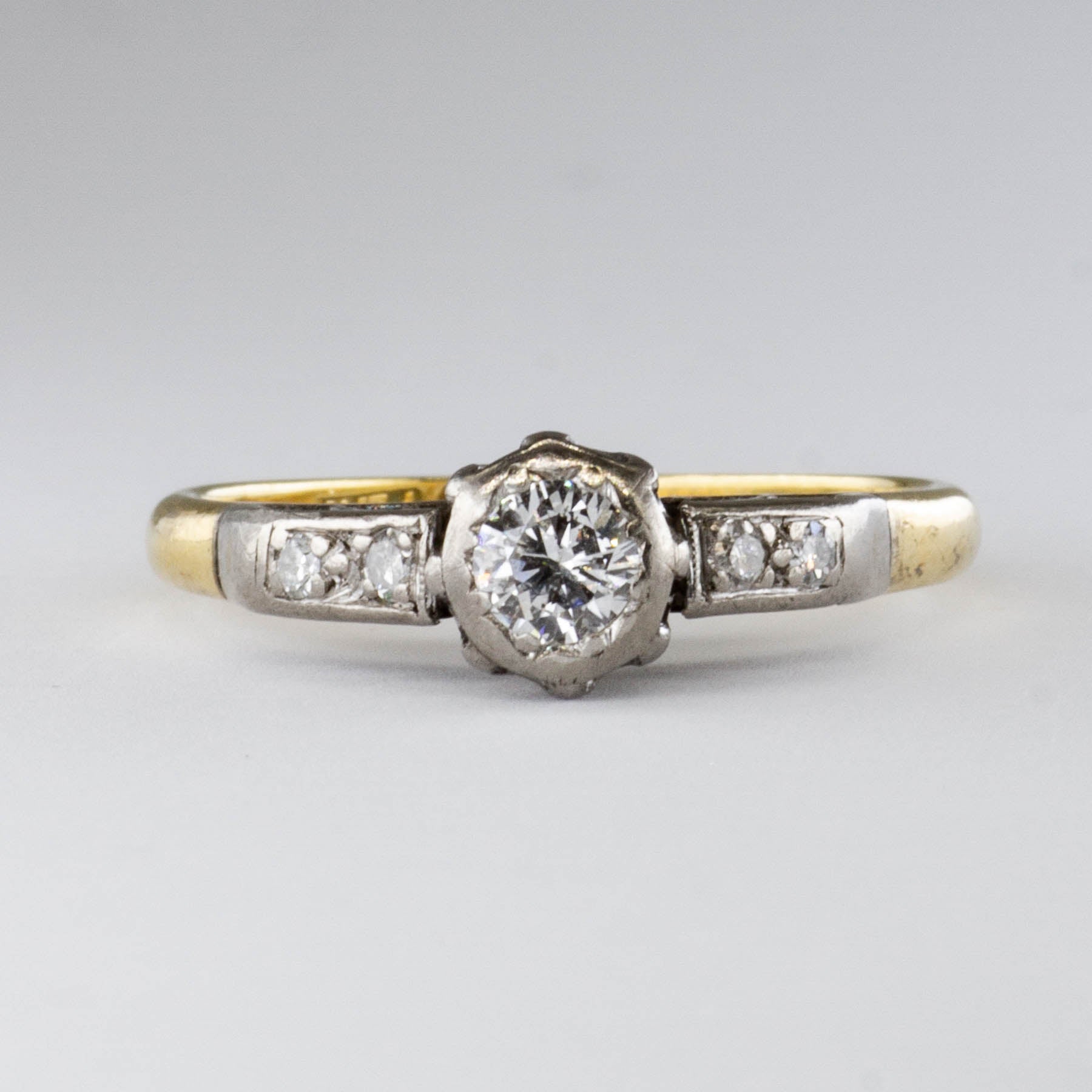 Art Deco 18k and Platinum Diamond Ring | 0.24ctw  | SZ 5.75 |