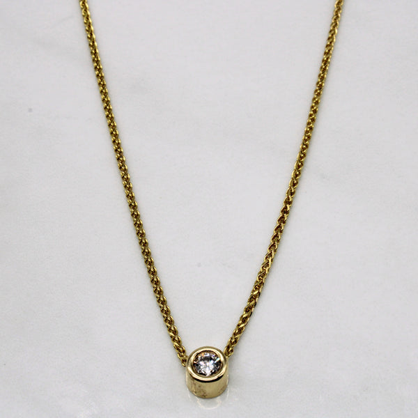 Bezel Set Diamond Pendant & 14k Necklace | 0.27ct | 16