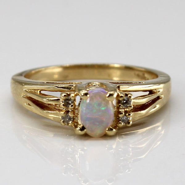 High Set Opal & Diamond Ring | 0.21ct | 0.02ctw | SZ 6.5 |